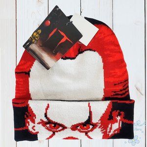 NWT IT CHAPTER 2 PENNYWISE HALLOWEEN ROLL DOWN BEANIE HAT SEE THROUGH MASK